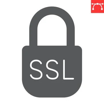 SSL padlock glyph icon, security and protection, SSL encryption vector icon, Illustrazione stock