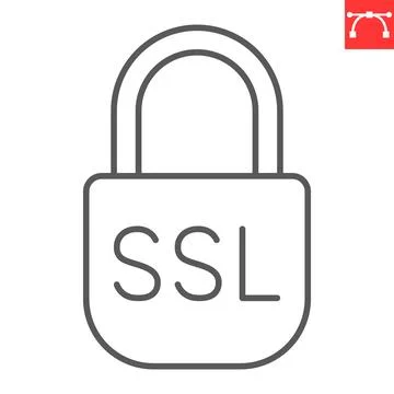 SSL padlock line icon, security and protection, SSL encryption vector icon, 스톡 일러스트
