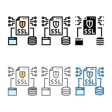 Ssl secure diversity sockets layer seo color icon vector Stockillustratie