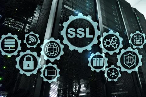 SSL Secure Sockets Layer concept. Cryptographic protocols provide secured Foto stock