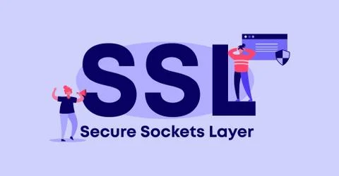 SSL secure sockets layer. Security and protection of site and web applications Stock Illustration