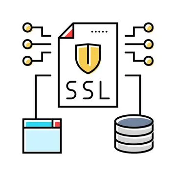 Ssl secure sockets layer seo color icon vector illustration Stock Illustration