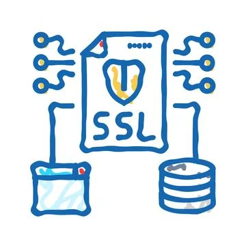 Ssl secure sockets layer seo icon doodle illustration Stock Illustration