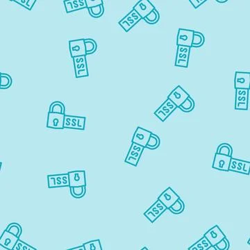Ssl secure sockets layer seo line vector seamless pattern Stockillustratie