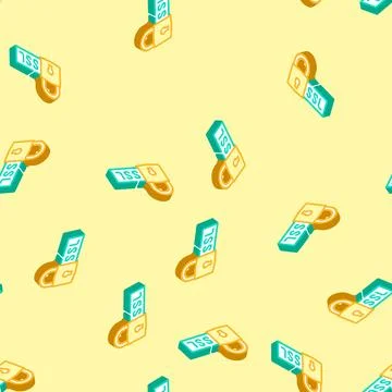 Ssl secure sockets layer seo isometric icon seamless pattern Stock Illustration