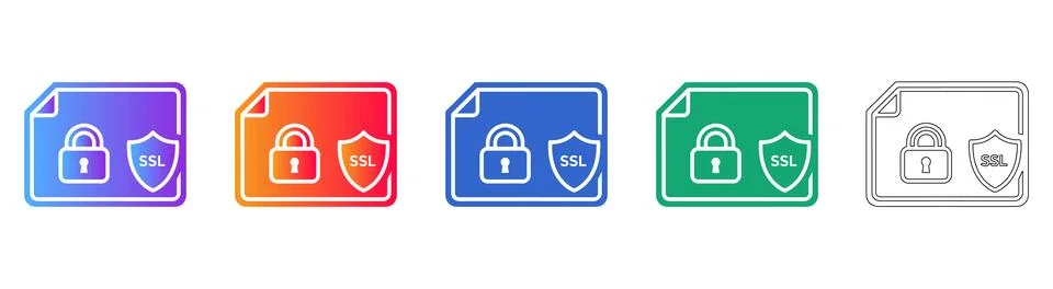 SSL Security Certificate Icon Set Stock Illustration
