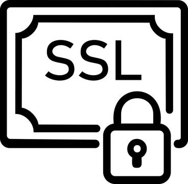 SSL security certificate with lock line icon Stock Illustration