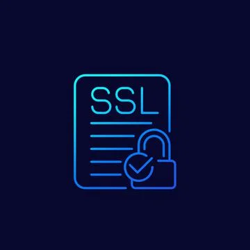 SSL vector thin line icon on dark Stock Illustration