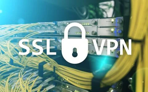 SSL VPN. Virtual private network. Encrypted connection. Stock Illustration