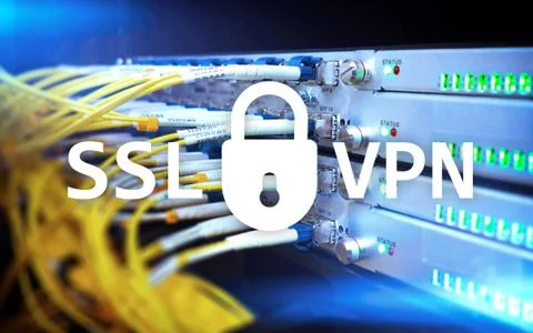 SSL VPN. Virtual private network. Encrypted connection. Illustrazione stock
