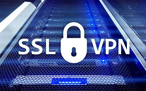 SSL VPN. Virtual private network. Encrypted connection. Illustrazione stock