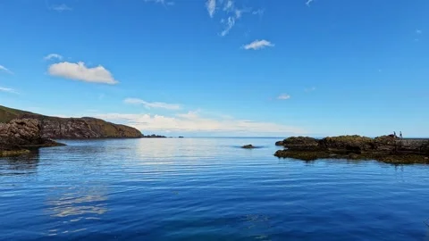 St Abbs Bay, Scottish Borders, with St Abbs Head in Background Video stock 246327251