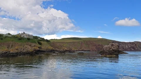 St Abbs Bay with St Abbs Head in background, zoom out Stock Footage 246318196