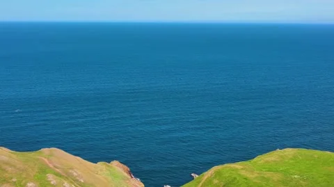 St Abbs Head aerial view, Edinburgh, UK Stock Footage 228760018