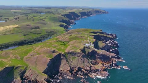 St Abbs Head aerial view, Edinburgh, UK Stock Footage 228760279