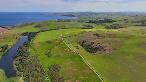 St Abbs Head aerial view, Edinburgh, UK Stock Footage 228760283
