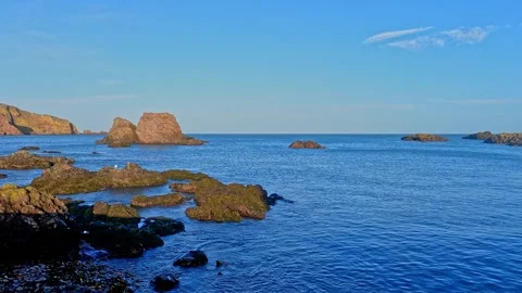 St Abbs - Looking Across the Bay with the Tide In Stock-Footage 222455692