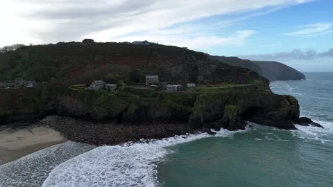 St Agnes Beach from a drone, Saint Agnes, Cornwall, England 動画素材 228370436