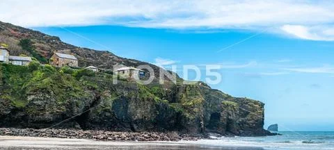 St Agnes Beach from a drone Saint Agnes Cornwall England UK Stock Photos
