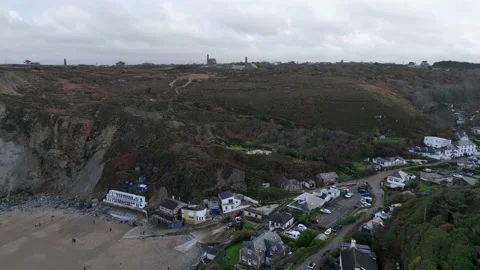 St. Agnes Heritage Coast and Beach, Saint Agnes, Cornwall, England Stock Footage 228371064