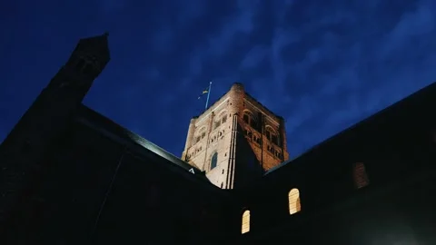 St Albans Abbey Cathedral - timelapse with clouds - 2 Clips in One Stock Footage 162544997