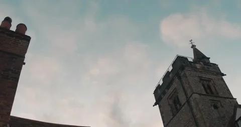 St Albans - The Boot Pub And Clock Tower Timelapse - Old Town - Clouds Stock Footage 145790112