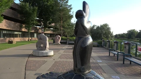 St. Albert Alberta Canada - July 2017: Statue Art Stock Footage 114949352