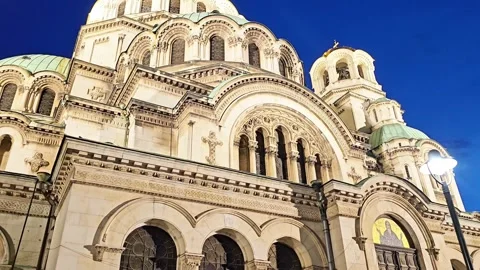 St. Alexander Nevsky, Sofia, Bulgaria, September 2024: Ornate cathedral exterior Stock Footage 297611192