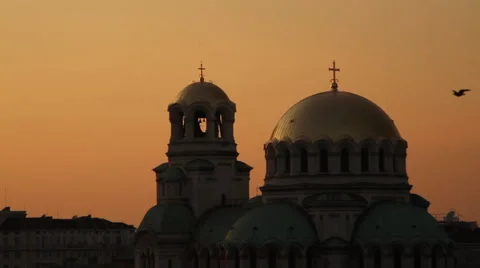 St. Alexander Nevsky at sunset Stock Footage 62734333