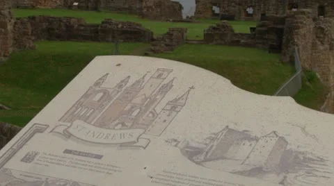 St Andrews Castle Ruins Stock Footage
