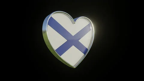 St. Andrew's Cross Flag in the Shape of 3D Heart. Stock Footage 135442757