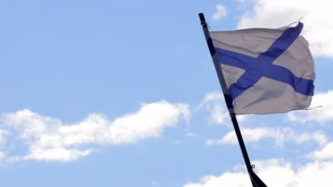 St. Andrew's Flag Fluttering In The Wind Against A Sky Of Clouds Video stock 249995629