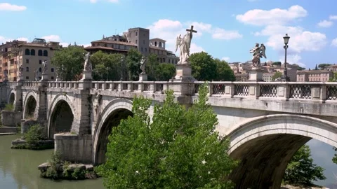 St. Angelo Bridge in Rome Stock Footage 159167724