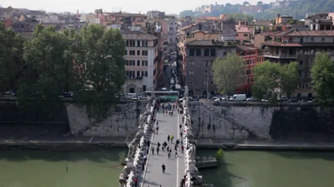 St Angelo Bridge in Rome - Ponte Sant'Angelo 스톡 동영상 38836435