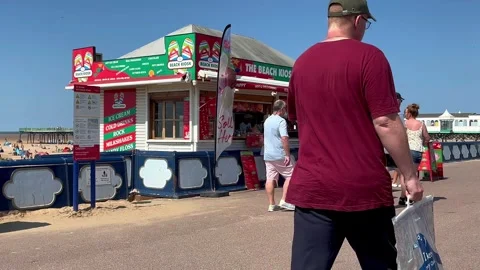 St Annes Beach, UK 2025 July 13:   Lytham resort on weekend heatwave. 4k video Stock Footage 313200602