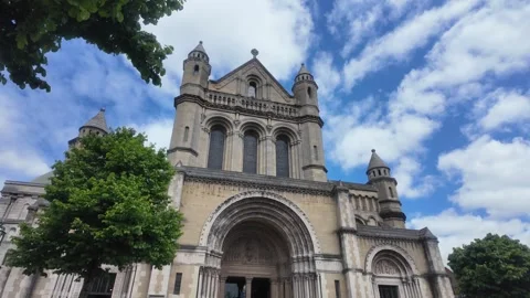 St. Anne's Cathedral - Architectural View of Romanesque Facade in Belfast. Stock Footage 338222473