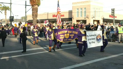 St Augustine Band in Parade 스톡 동영상 631556