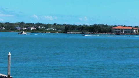 ST Augustine dock with A Boat Driving By Stock Footage 171982609