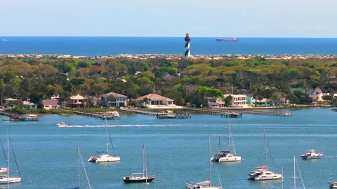 St. Augustine famous historical Lighthouse. National historic landmark Florida Stock Footage 309965890