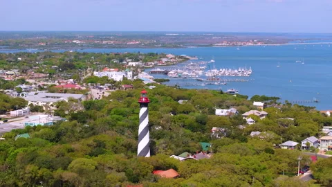 St. Augustine famous historical Lighthouse. National historic landmark Florida Stock Footage 314352217
