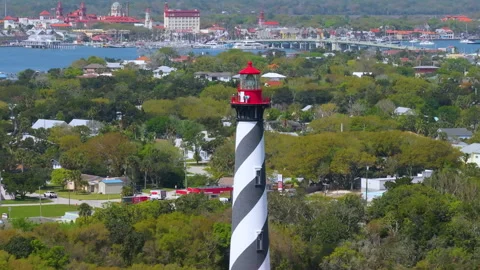 St. Augustine famous historical Lighthouse. National historic landmark Florida Stock Footage 318111660