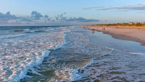 St Augustine FL Beach Flying over Atlantic Ocean Waves Beach coast2 Stock Footage 248392854
