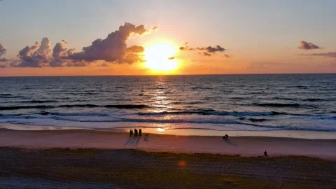 St Augustine FL Beach Sunrise Aerial Coastal Pan Stock Footage 248392543