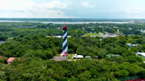 St Augustine FL Lighthouse Aerial West2 Stock Footage 248390583