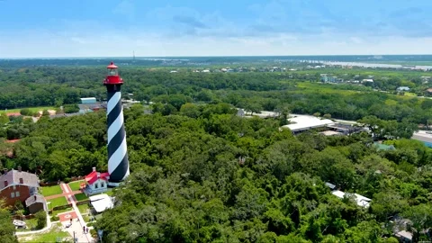 St Augustine FL Lighthouse Aerial Spin2 Stock Footage 248391003