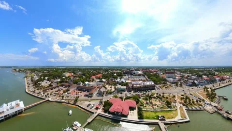 St Augustine Florida aerial video brightly sunny summer day 2026 Vídeo Stock 337917174