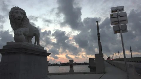 St. Augustine Florida Bridge of Lions on the Matanzas River at sunrise. Stock Footage 195953000