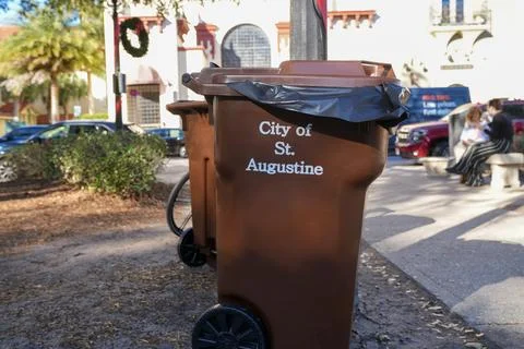 St. Augustine, Florida - December 28, 2022: Trash bin dumpsters for the cit.. Stock Photos