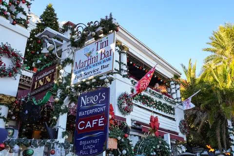 St. Augustine, Florida - December 28, 2022: SIgns for Tini Martini Bar, Ner.. Stock Photos