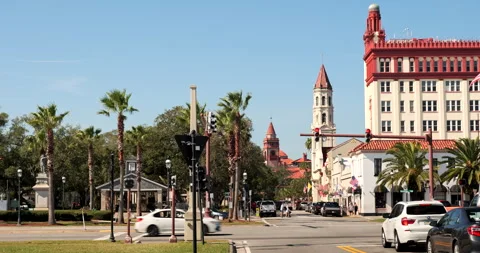 St. Augustine Florida downtown historic business buildings Stock Footage 249358113